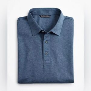 Brooks Brothers Mens Premium Extra-Fine Supima Cotton Pique Polo Shirt, Blue, XL
